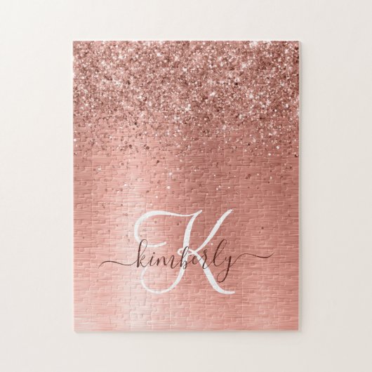 Roos goudpenseel Glitter Monogram Legpuzzel (Verticaal)