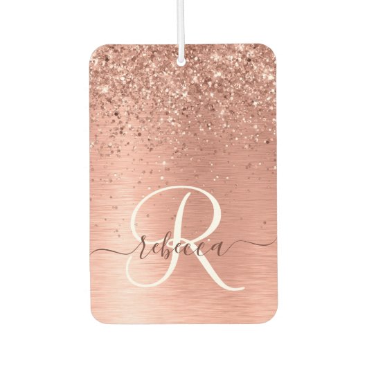 Roos goudpenseel Glitter Monogram Luchtverfrisser (Voorkant)