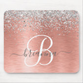 Roos goudpenseel Glitter Monogram Muismat (Voorkant)