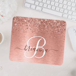 Roos goudpenseel Glitter Monogram Muismat