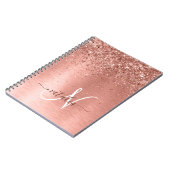 Roos goudpenseel Glitter Monogram Notitieboek (Linkerzijde)