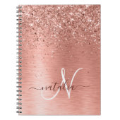 Roos goudpenseel Glitter Monogram Notitieboek (Voorkant)