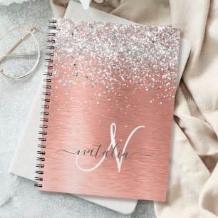 Roos goudpenseel Glitter Monogram Notitieboek