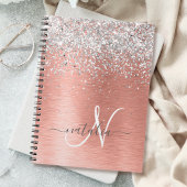 Roos goudpenseel Glitter Monogram Notitieboek