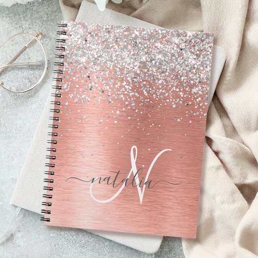 Roos goudpenseel Glitter Monogram Notitieboek