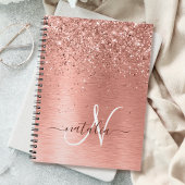 Roos goudpenseel Glitter Monogram Notitieboek