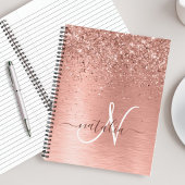 Roos goudpenseel Glitter Monogram Notitieboek