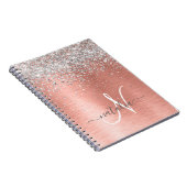 Roos goudpenseel Glitter Monogram Notitieboek (Rechterzijde)