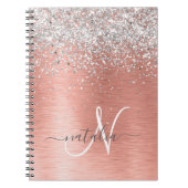 Roos goudpenseel Glitter Monogram Notitieboek (Voorkant)