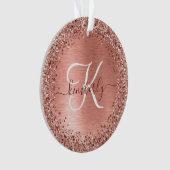 Roos goudpenseel Glitter Monogram Ornament (voorkant)