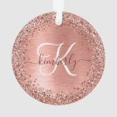 Roos goudpenseel Glitter Monogram Ornament (achterkant)