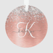 Roos goudpenseel Glitter Monogram Ornament (achterkant)
