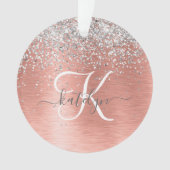 Roos goudpenseel Glitter Monogram Ornament (voorkant)