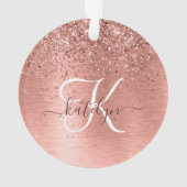 Roos goudpenseel Glitter Monogram Ornament (achterkant)