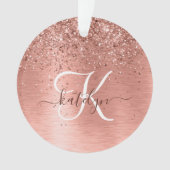 Roos goudpenseel Glitter Monogram Ornament (voorkant)