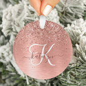 Roos goudpenseel Glitter Monogram Ornament