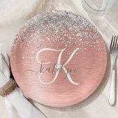 Roos goudpenseel Glitter Monogram Papieren Bordje