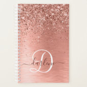 Roos goudpenseel Glitter Monogram Planner (Voorkant)