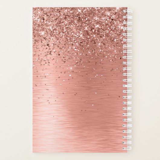Roos goudpenseel Glitter Monogram Planner (Achterkant)