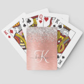 Roos goudpenseel Glitter Monogram Pokerkaarten (Achterkant)