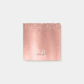 Roos goudpenseel Glitter Monogram Post-it® Notes (Voorkant)