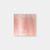 Roos goudpenseel Glitter Monogram Post-it® Notes (Voorkant)