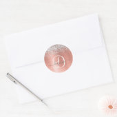 Roos goudpenseel Glitter Monogram Ronde Sticker (Envelop)