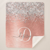 Roos goudpenseel Glitter Monogram Sherpa Deken (Voorkant)