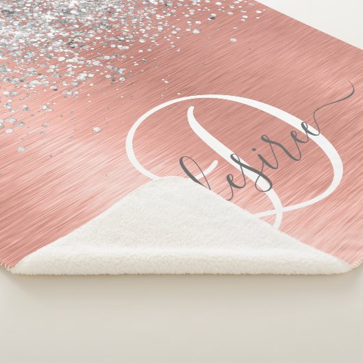 Roos goudpenseel Glitter Monogram Sherpa Deken (3/4)