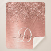 Roos goudpenseel Glitter Monogram Sherpa Deken (Voorkant)
