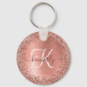 Roos goudpenseel Glitter Monogram Sleutelhanger (Achterkant)