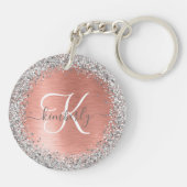 Roos goudpenseel Glitter Monogram Sleutelhanger (Achterkant)