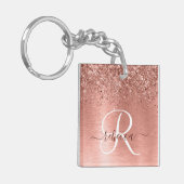 Roos goudpenseel Glitter Monogram Sleutelhanger (Voorkant Links)
