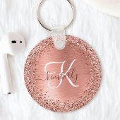Roos goudpenseel Glitter Monogram Sleutelhanger
