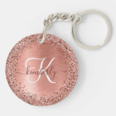 Roos goudpenseel Glitter Monogram Sleutelhanger (Achterkant)