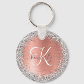 Roos goudpenseel Glitter Monogram Sleutelhanger (Achterkant)