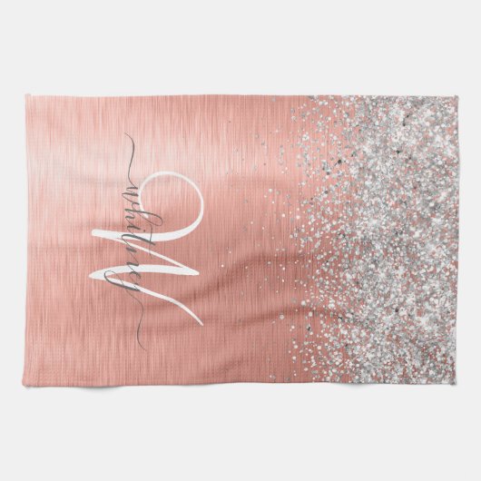 Roos goudpenseel Glitter Monogram Theedoek (Horizontaal)