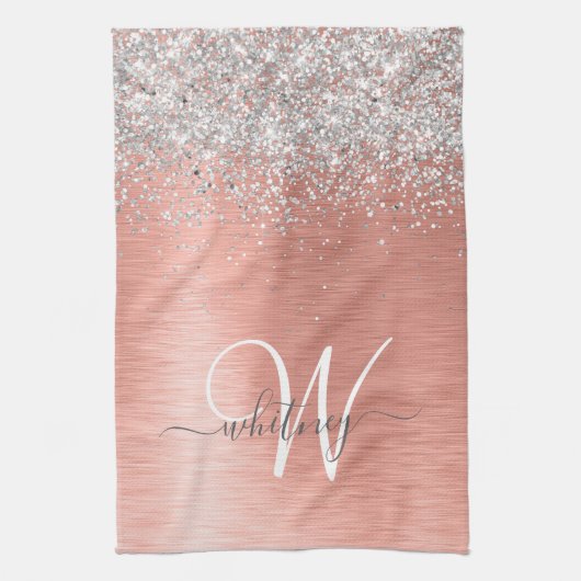 Roos goudpenseel Glitter Monogram Theedoek (Verticaal)