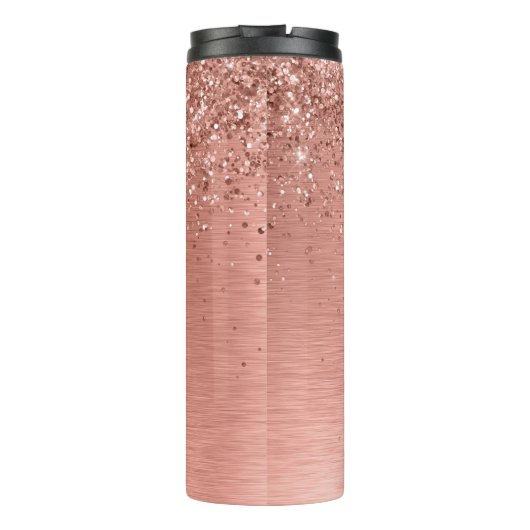 Roos goudpenseel Glitter Monogram Thermosbeker (Achterkant)