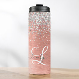 Roos goudpenseel Glitter Monogram Thermosbeker
