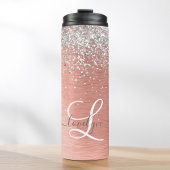 Roos goudpenseel Glitter Monogram Thermosbeker