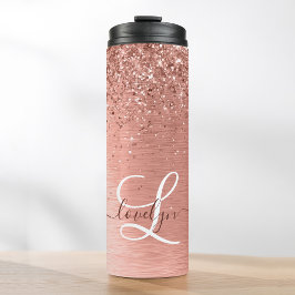 Roos goudpenseel Glitter Monogram Thermosbeker