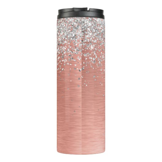 Roos goudpenseel Glitter Monogram Thermosbeker (Achterkant)