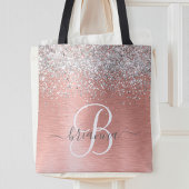 Roos goudpenseel Glitter Monogram Tote Bag