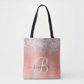 Roos goudpenseel Glitter Monogram Tote Bag (Voorkant)