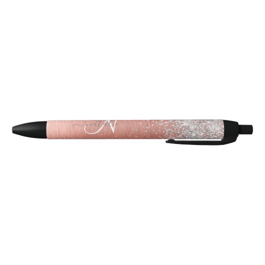 Roos goudpenseel Glitter Monogram Zwarte Inkt Pen (Bodem)