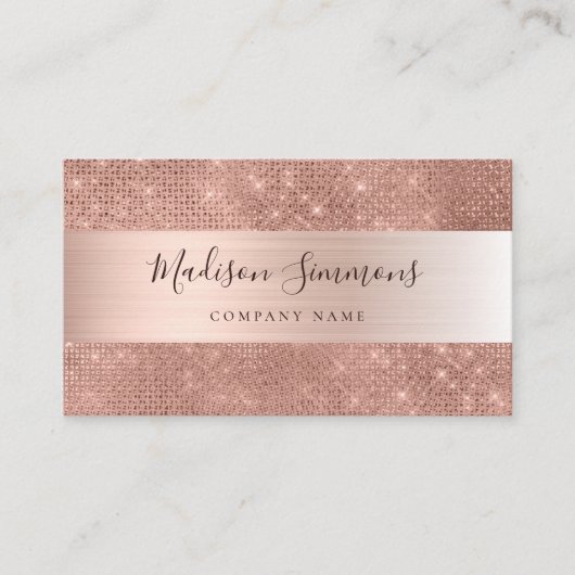 Roos goudpenseel glitter Sparkle Script Visitekaartje (Voorkant)