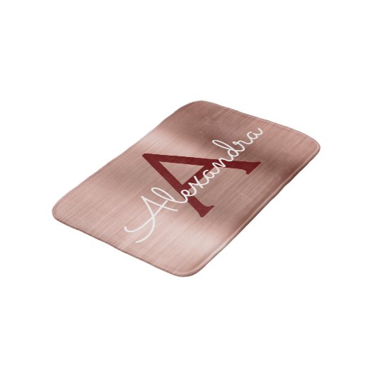 Roos goudpenseel monogram naam en Initiaal Badmat (Gekanteld)