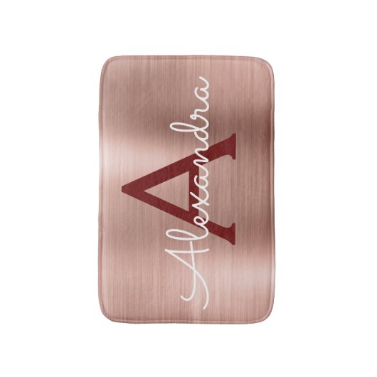 Roos goudpenseel monogram naam en Initiaal Badmat (Voorkant Verticaal)