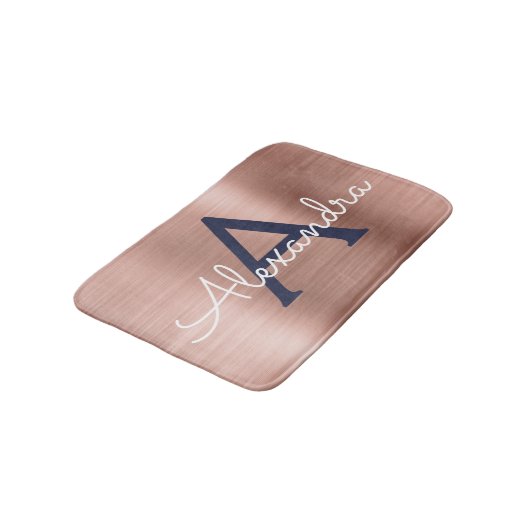 Roos goudpenseel monogram naam en Initiaal Badmat (Gekanteld)